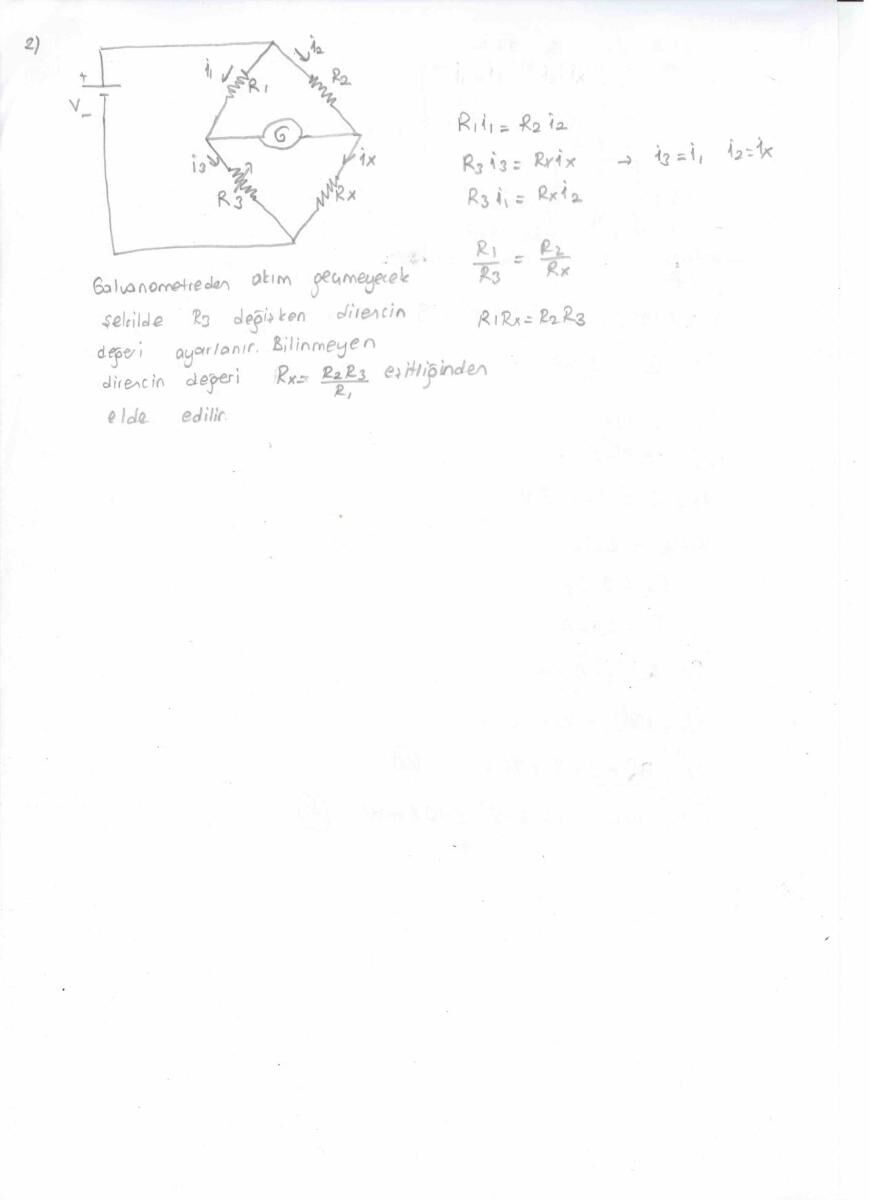 Dengeli Wheatstone köprüsü ve direnç bağıntısı