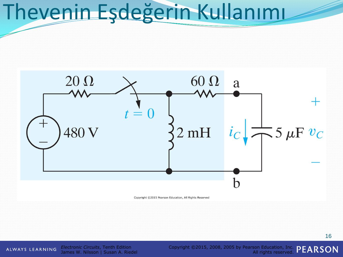 Thevenin örneği: 480 V, 20 ohm, 2 mH, 60 ohm ve 5 µF
