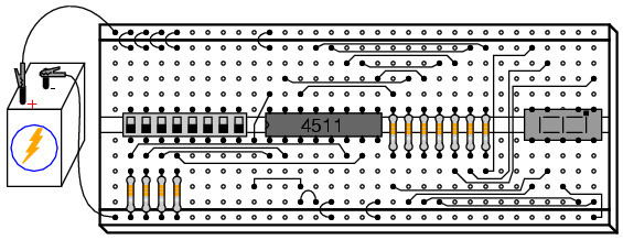 Devrenin breadboard üzerinde çizilmiş bağlantı yerleşimi