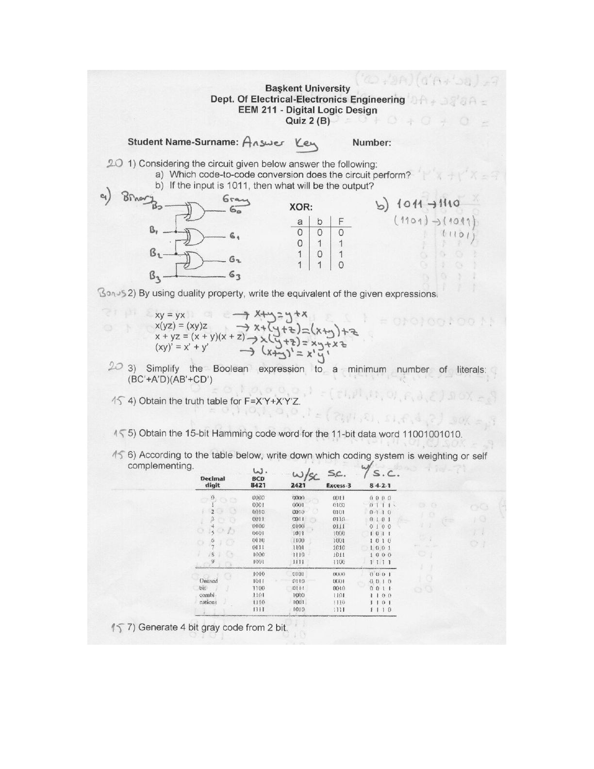 Quiz 2 B grubu soru kâğıdı ve ilk çözümler