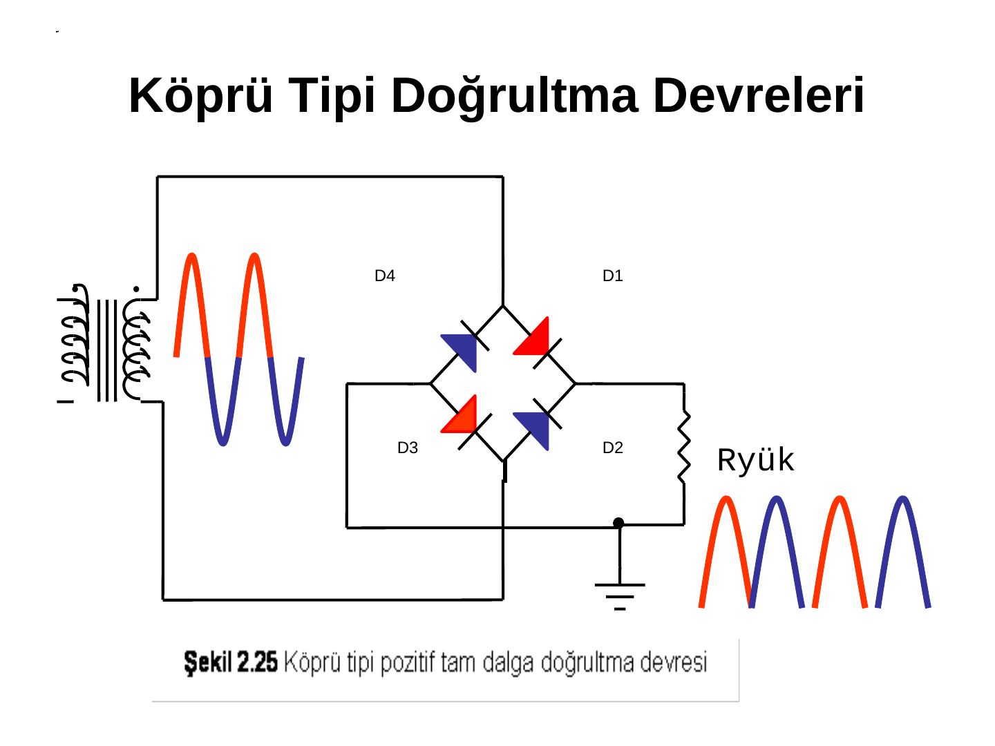 Dört diyotlu köprü doğrultucu ve yük direnci