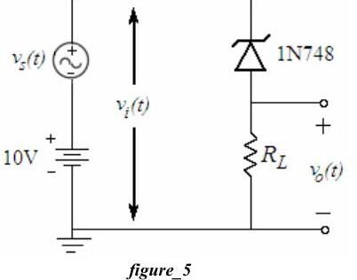 10 V DC ile toplanan vs(t), seri 1N748 Zener ve RL