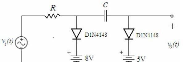 Seri R ve C, iki tarafta D1N4148 ve 8 V / 5 V bataryalar