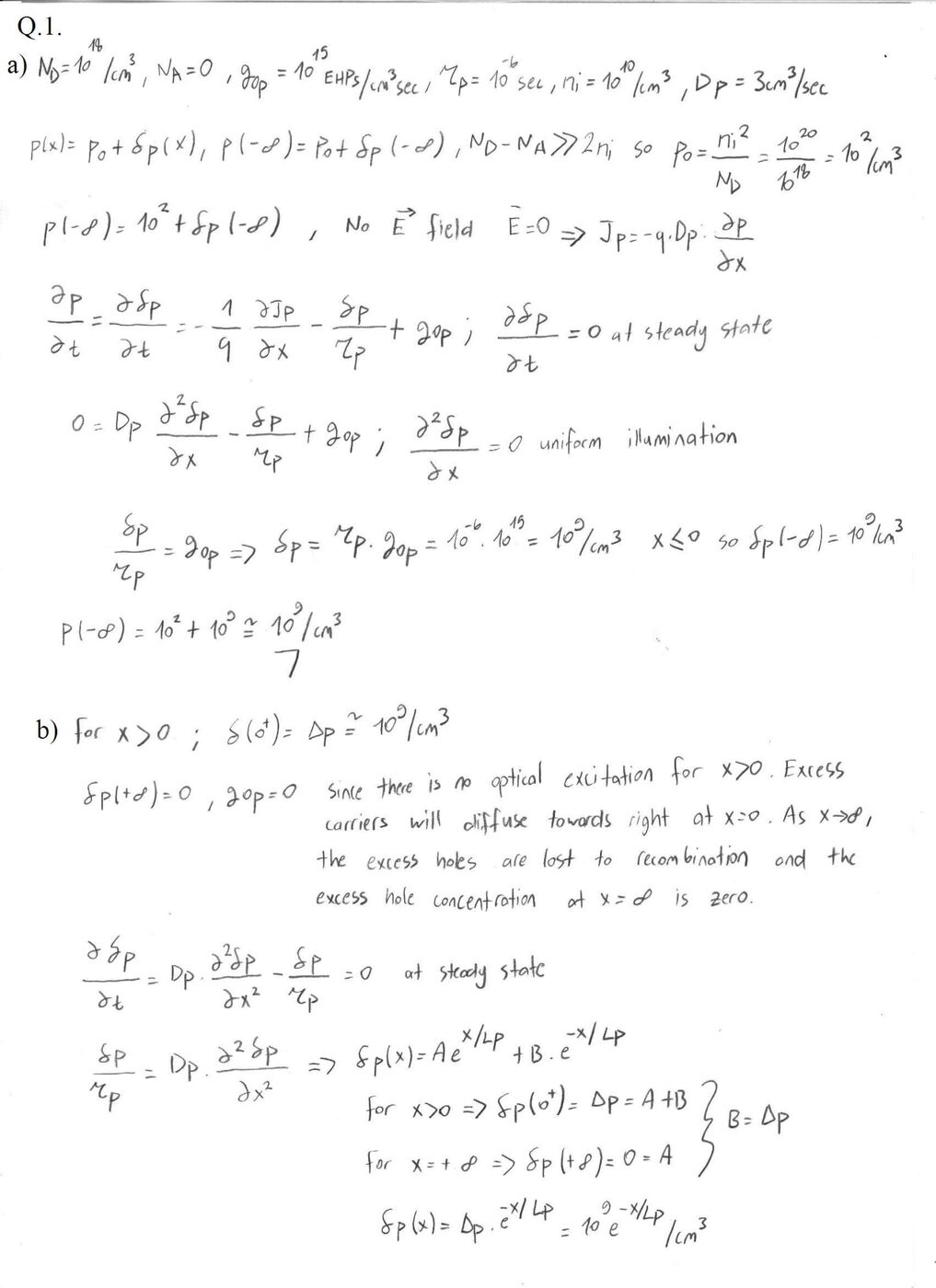 Quiz 2 Soru 1 a ve b şıklarının el yazısı çözümü