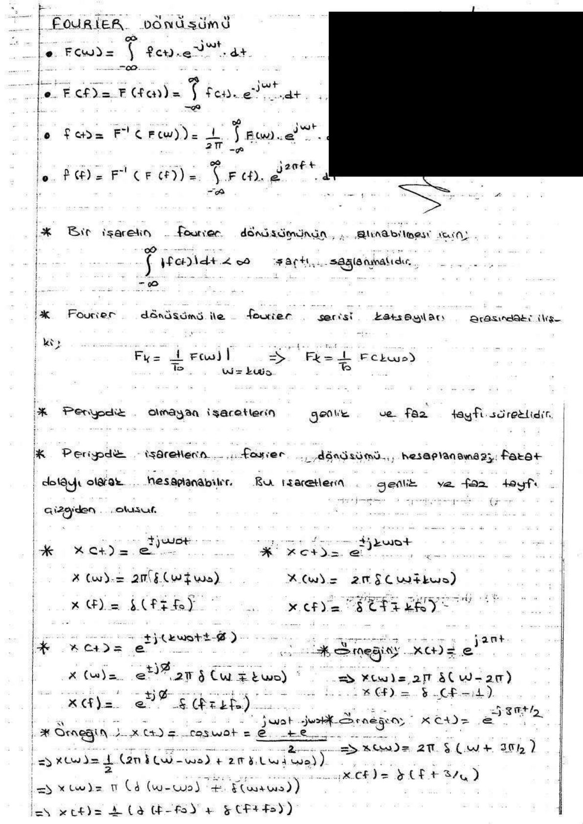 Notun ilk sayfası: Fourier dönüşümü tanımı, varlık koşulu ve temel çiftler