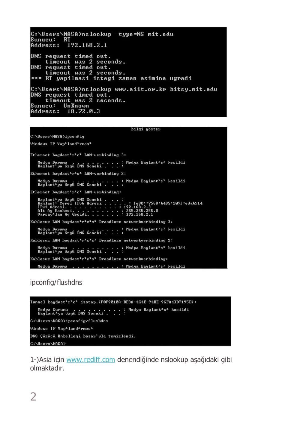 DNS raporu B: şekil ve hesap tabloları, sayfa 2