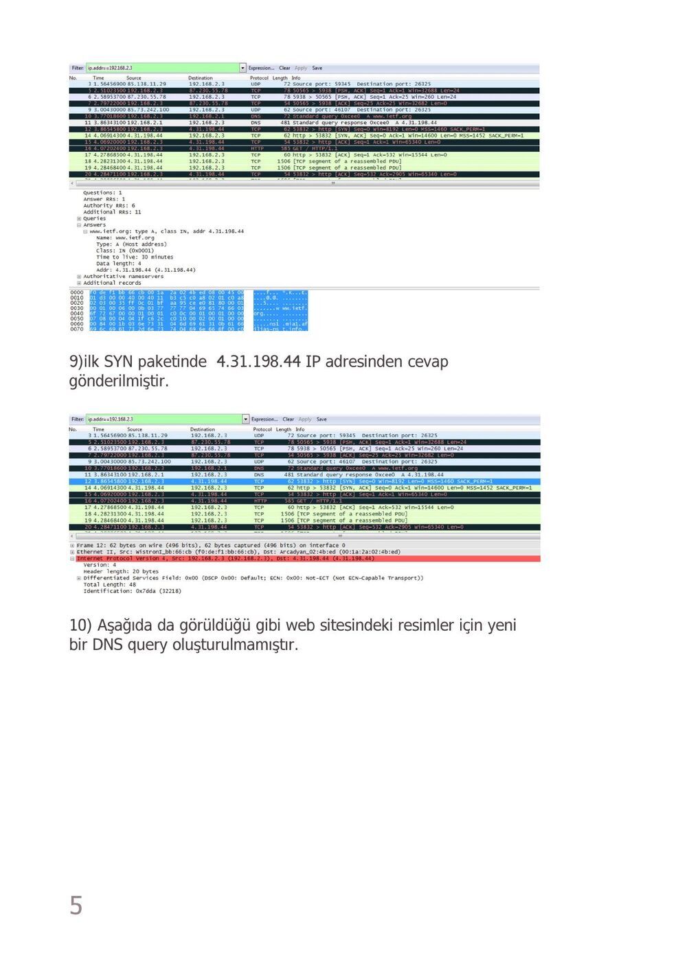 DNS raporu B: şekil ve hesap tabloları, sayfa 5