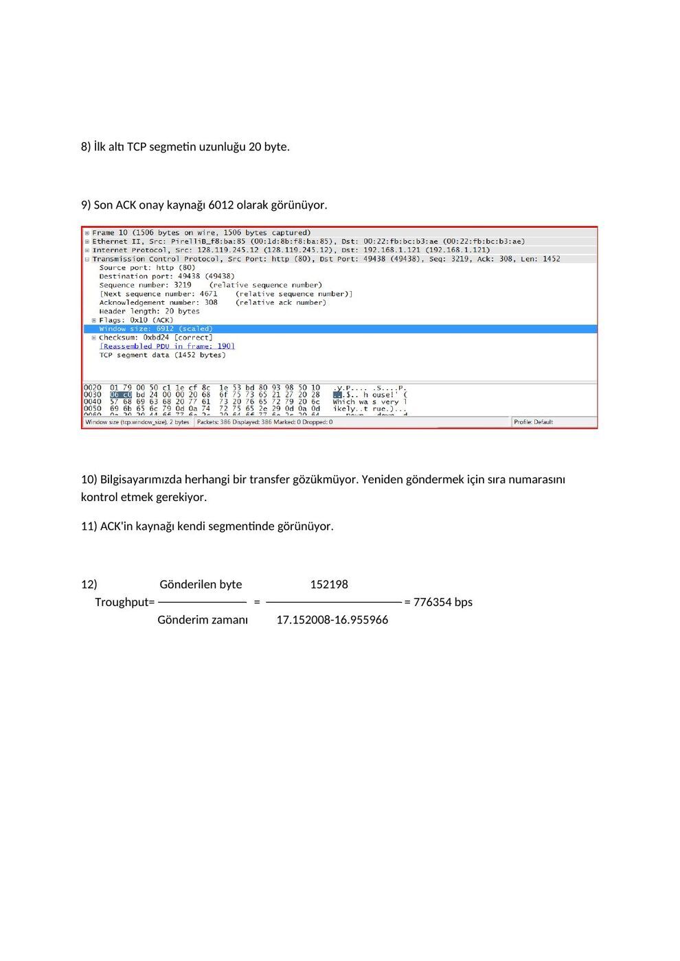 TCP raporu A: şekil ve hesap tabloları, sayfa 4