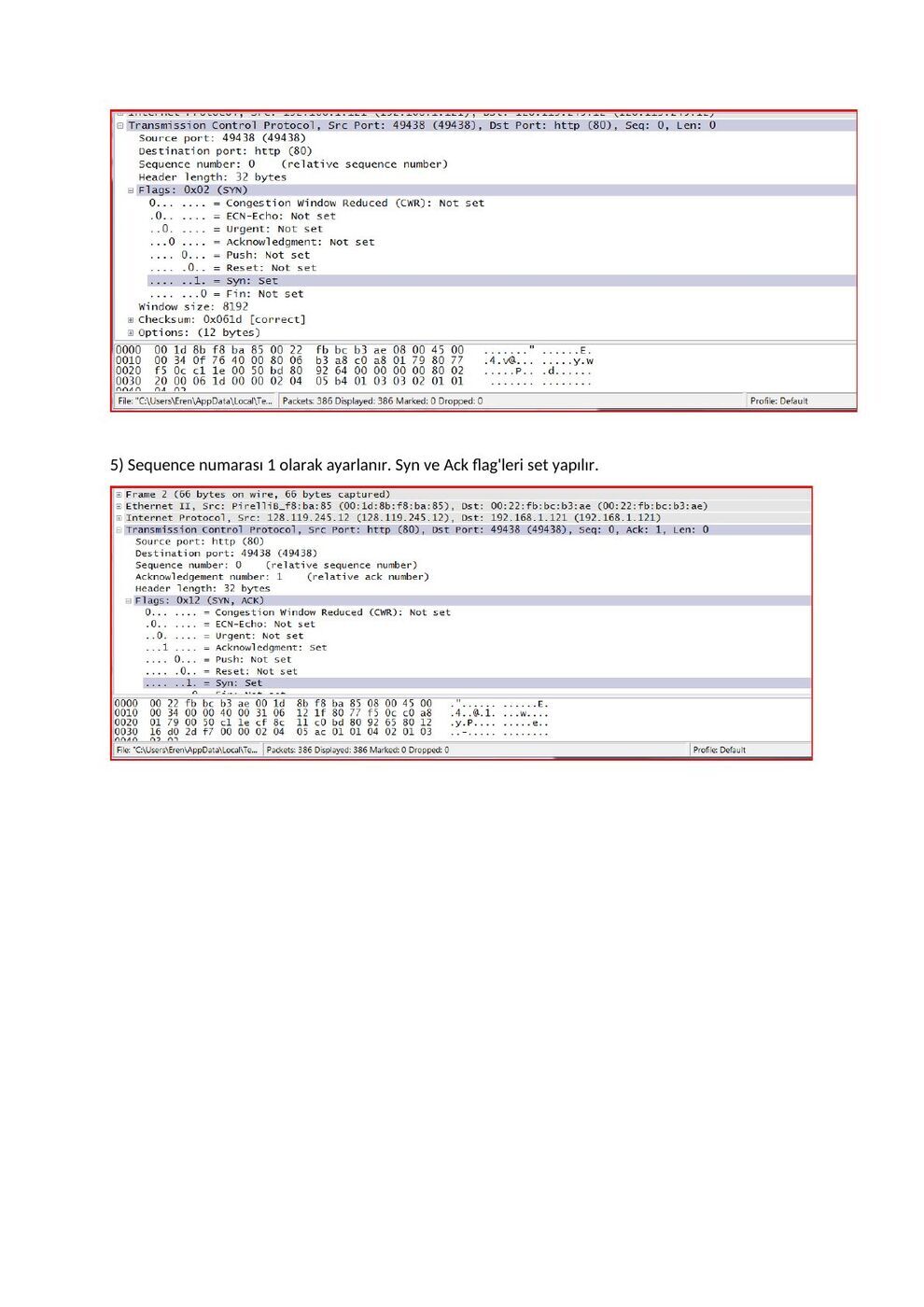 TCP raporu B: şekil ve hesap tabloları, sayfa 3