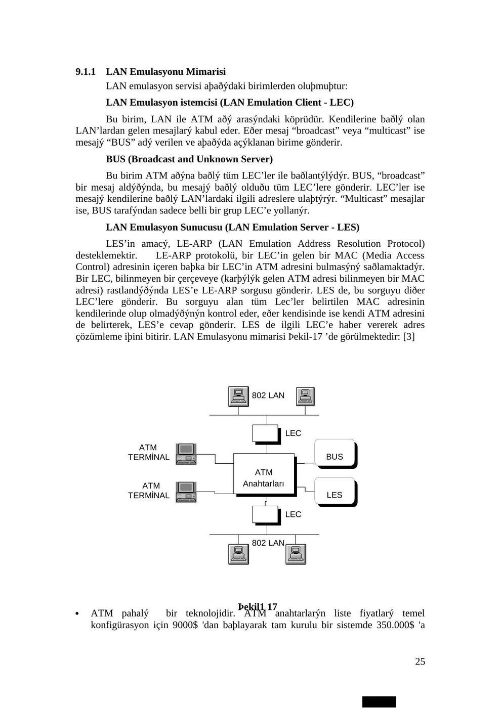 ATM staj seminer raporu, Ege Üniversitesi, 1996: şekil ve hesap tabloları, sayfa 25