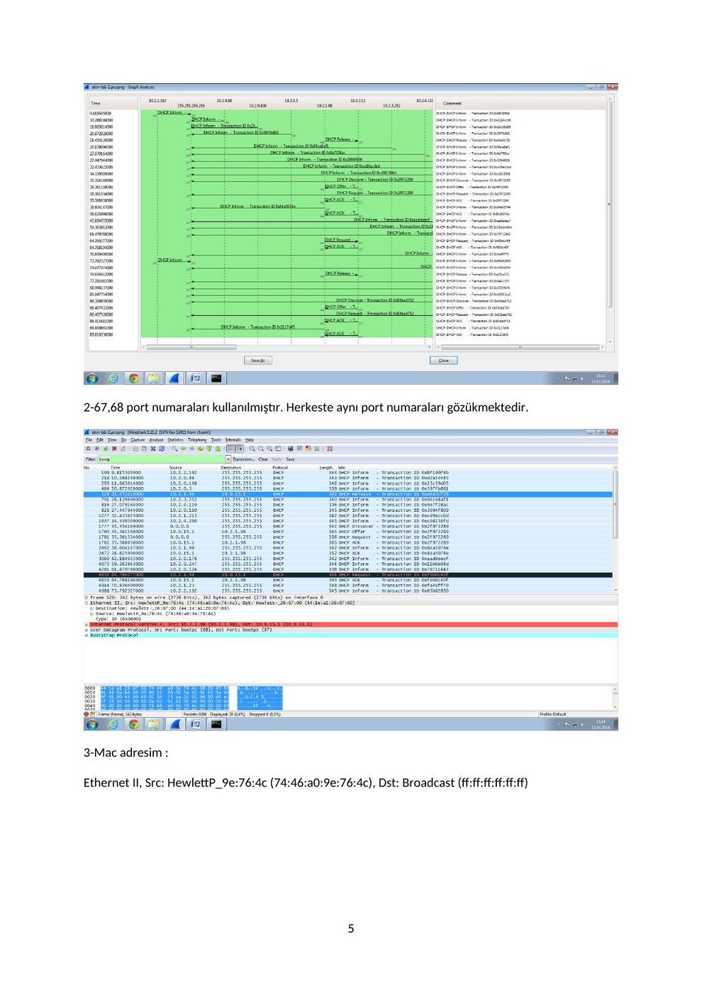 DHCP raporu A: şekil ve hesap tabloları, sayfa 5