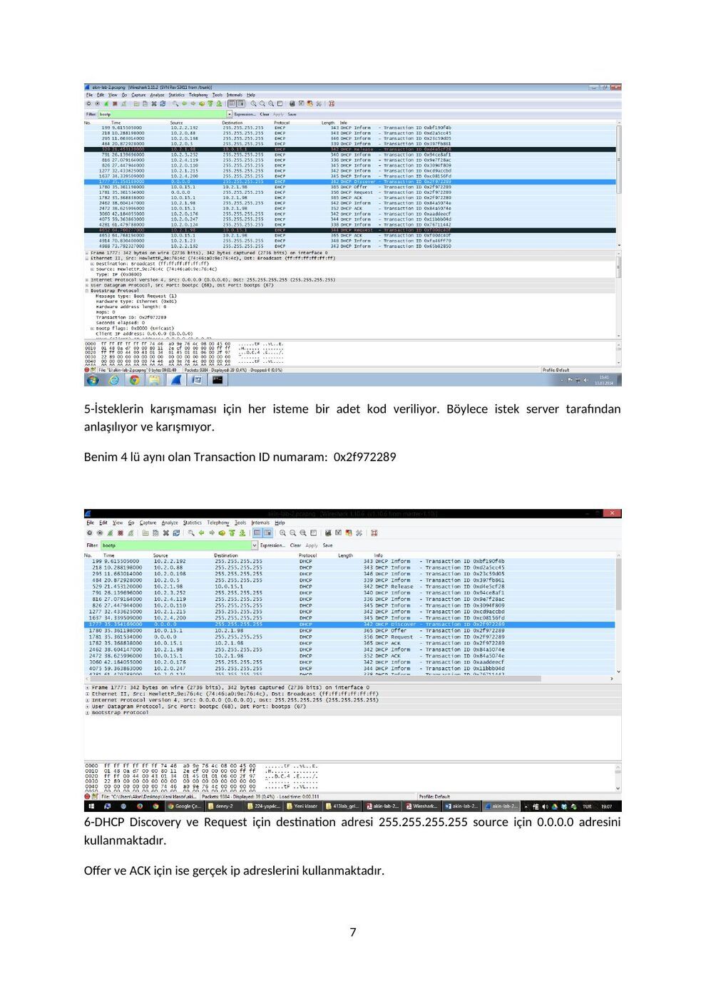 DHCP raporu A: şekil ve hesap tabloları, sayfa 7