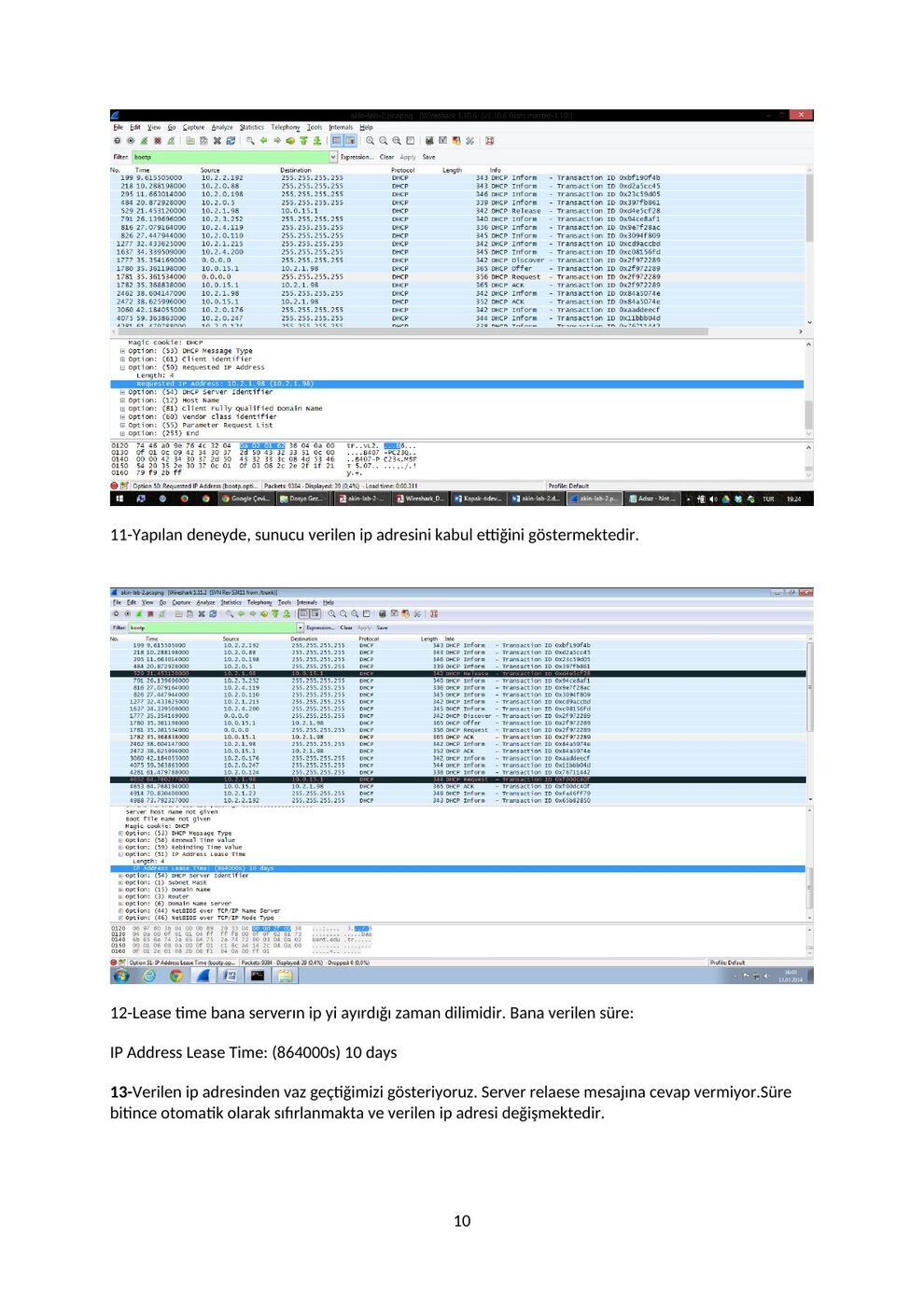 DHCP raporu A: şekil ve hesap tabloları, sayfa 10