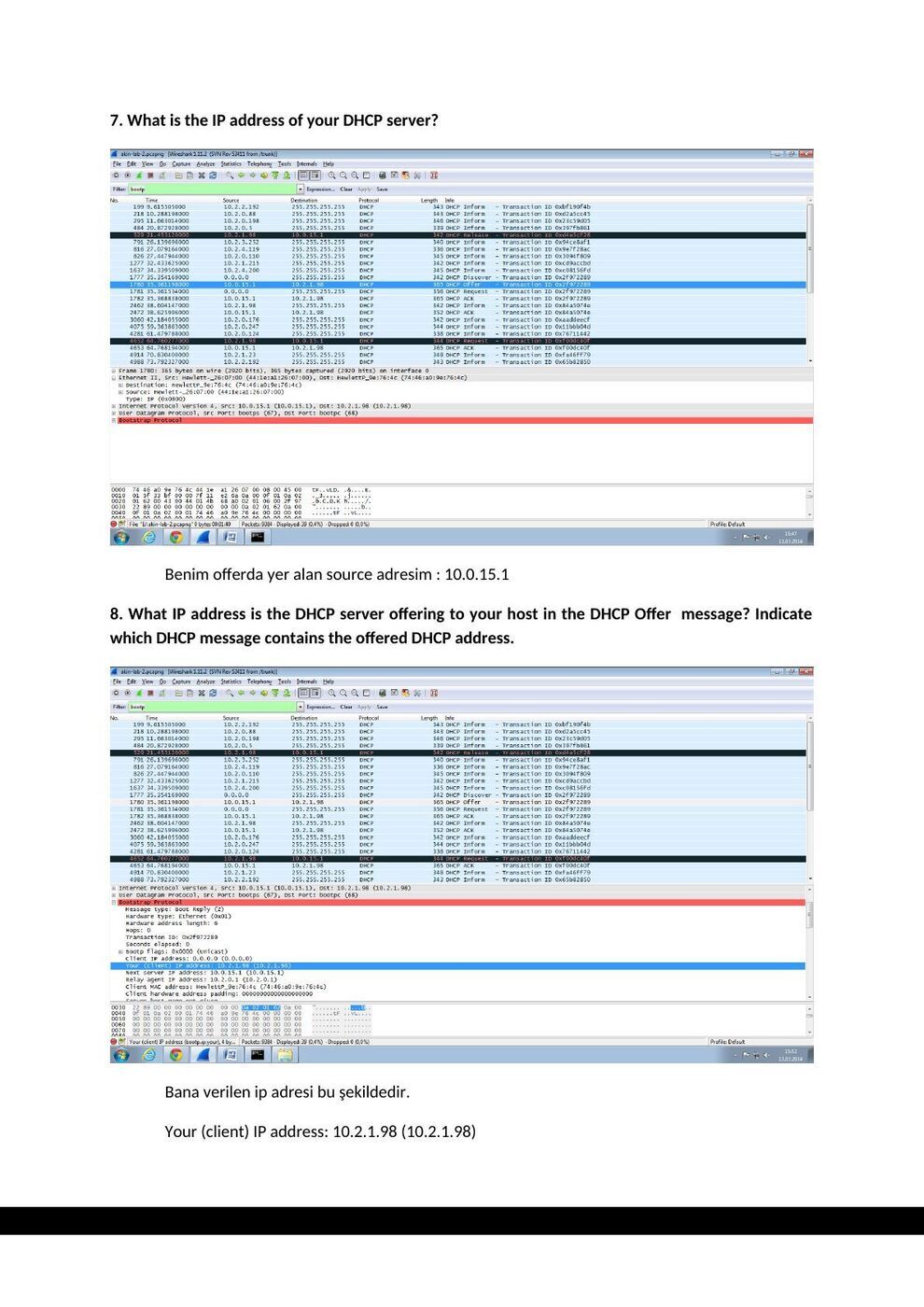 DHCP raporu B: şekil ve hesap tabloları, sayfa 9