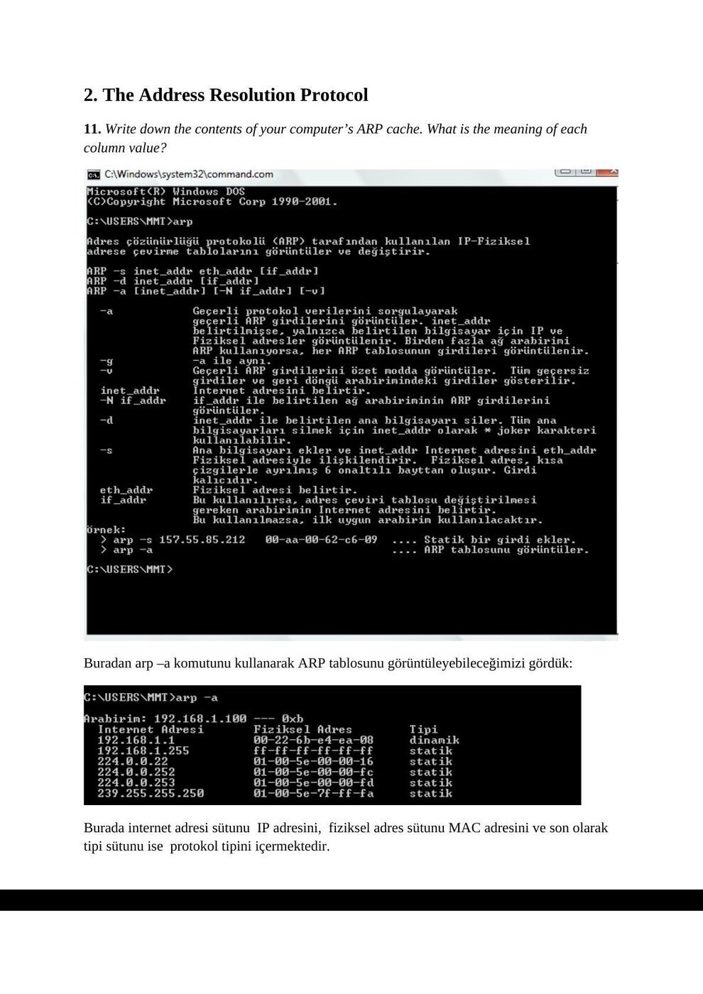Ethernet ve ARP raporu: şekil ve hesap tabloları, sayfa 4
