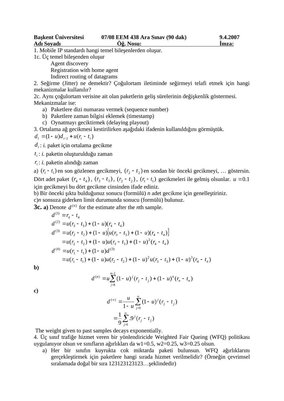EEM438 Midterm 2008 Cevap Anahtar: şekil ve hesap tabloları, sayfa 1