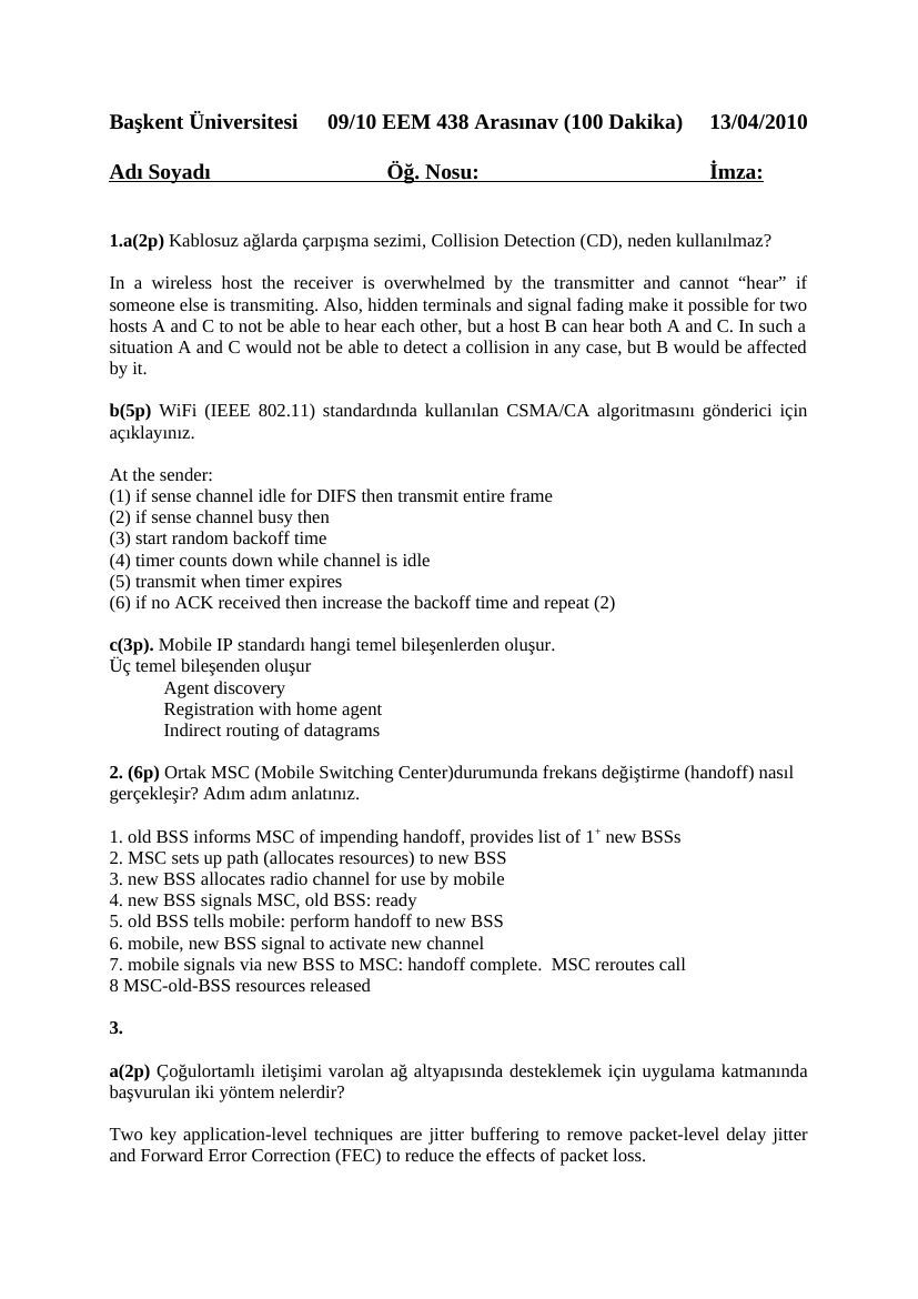 EEM438 Midterm 2010 Cevap Anahtari: şekil ve hesap tabloları, sayfa 1